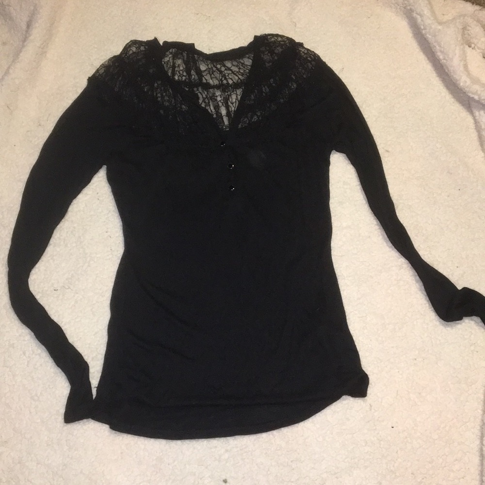 Long sleeve lace /cotton spandex shirt